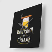 Bourbon und Zigarren Quadratische Wanduhr (Winkel)