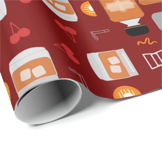 Bourbon Whiskey-Muster Geschenkpapier (Rolleneckpunkt)