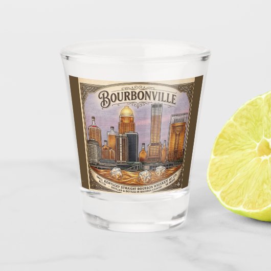 Bourbonville Schnapsglas (Vorderseite)