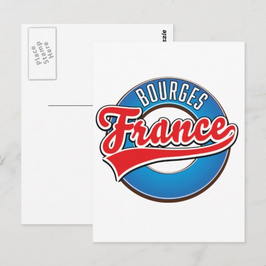 Bourges france Vintages Logo. Postkarte (Vorne/Hinten)