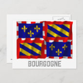 Bourgogne windet Flagge mit Namen Postkarte (Vorne/Hinten)