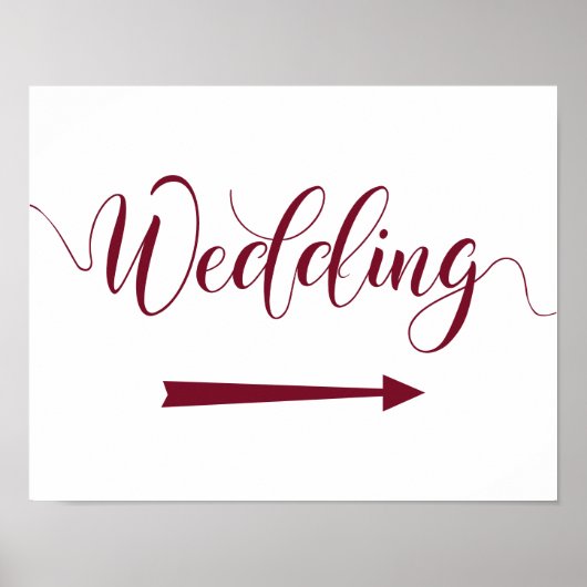 Bourgundy Wedding Arrow Schilderrichtung rechts Poster (Vorne)