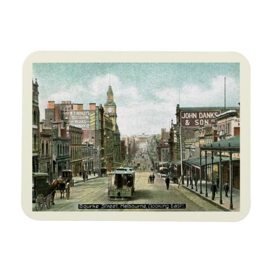Bourke St., Melbourne, Australien Vintag Style Magnet (Horizontal)