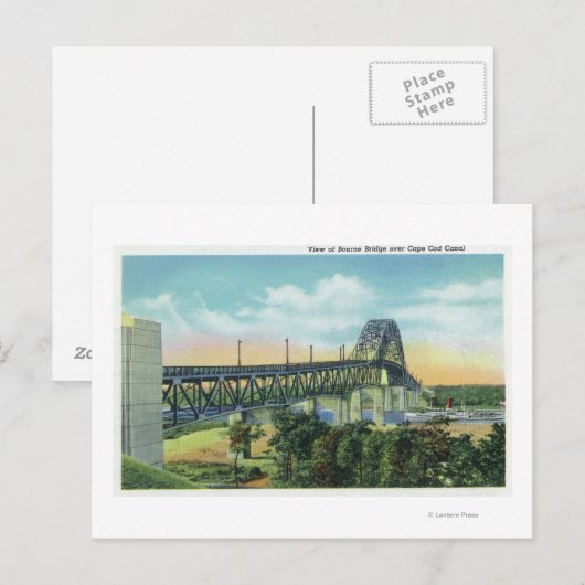 Bourne Bridge über Cape Cod Canal View Postkarte (Vorne/Hinten)