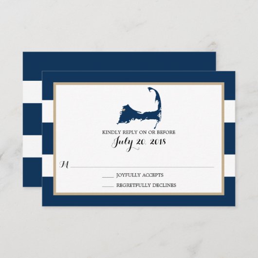 Bourne Cape Cod mit Herz | HochzeitsrSVP RSVP Karte (Vorne/Hinten)