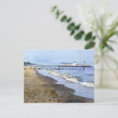 Bournemouth Beach Aquarellurlaub Postkarte (Stehend Vorderseite)