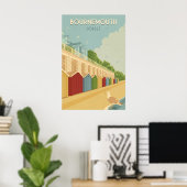 Bournemouth Beach Dorset Küsten Reiseplakat Poster (Heimbüro)