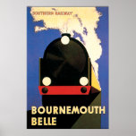 Bournemouth Belle Art Deco Poster<br><div class="desc">Ein klassisches Deko-Plakat-Design der Zeit. Die Bournemouth Belle wurde 1931 von der Südbahn betrieben. Eine restaurierte Reproduktion.</div>