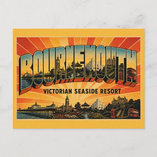 Bournemouth England viktorianisches Seebad Postkarte (Vorderseite)