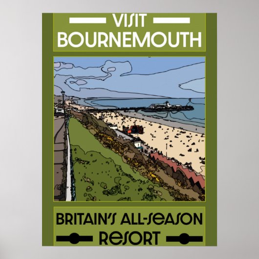 Bournemouth Vintag Retro Seaside Poster (Vorne)