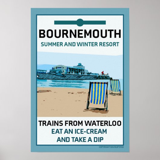 Bournemouth Vintag Retro Seaside Poster (Vorne)