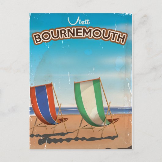 Bournemouth Vintage Reiseplakat Postkarte (Vorderseite)