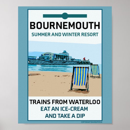 Bournemouth Vintage Retro Strand Poster (Vorne)