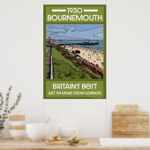 Bournemouth Vintage Retro-Strandkunst Poster (Küche)