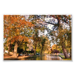 Bourton auf dem Wasser Herbst Bäume Cotswolds Fotodruck