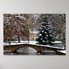 Bourton auf dem Wasser Weihnachtsbaum Cotswolds Poster