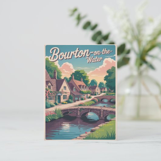 Bourton im Vintagen Wasser Postkarte (Stehend Vorderseite)