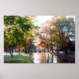 Bourton on Water Autumn Trees Cotswolds UK Poster