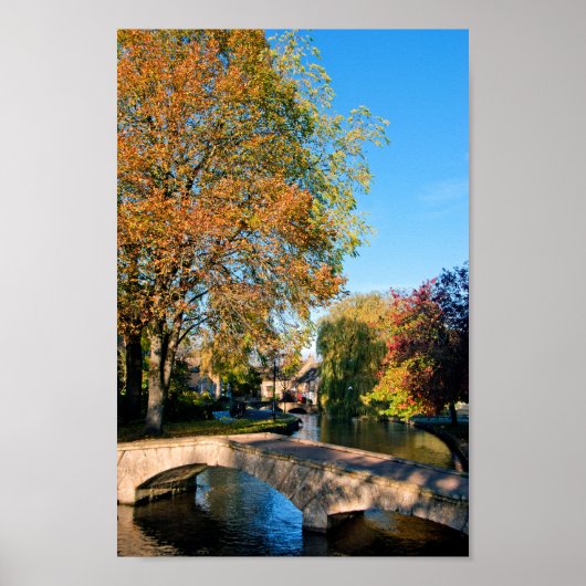 Bourton on Water Autumn Trees Cotswolds UK Poster (Vorne)