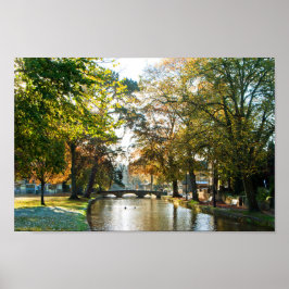 Bourton on Water Autumn Trees Cotswolds UK Poster