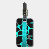 Boutique Aquamarin Blue Graue Leopard Kuh Printwer Gepäckanhänger (Vorderseite vertikal)