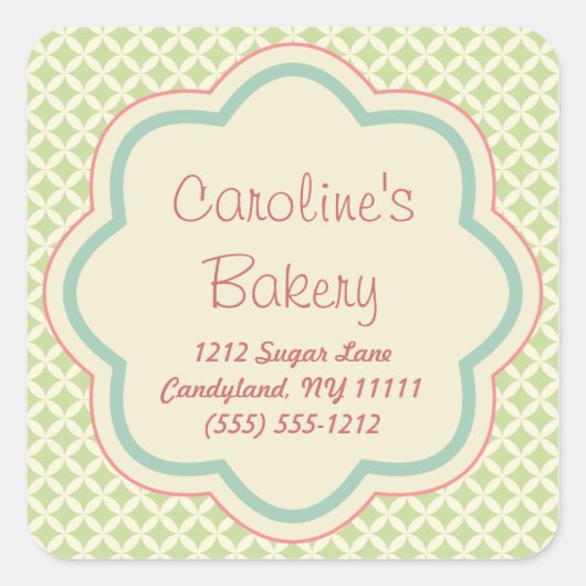 Boutique-Aufkleber für Backwaren und Backwaren, Gr Quadratischer Aufkleber (Vorderseite)