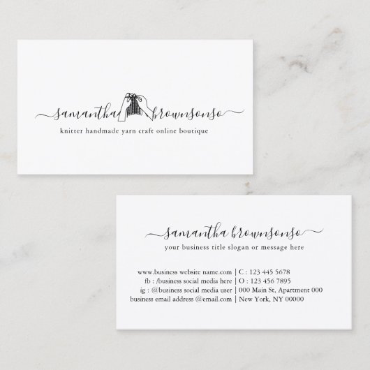 Boutique aus Strickwaren Visitenkarte (Vorne/Hinten)