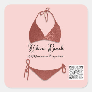 Boutique Bekleidung Qr Code Rose Gold Bikini Quadratischer Aufkleber