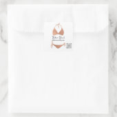 Boutique Bekleidung Qr Code Rose White Bikini Quadratischer Aufkleber (Tasche)