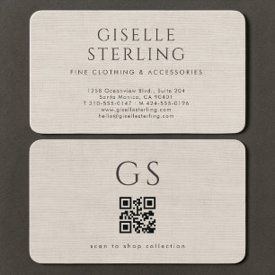 Boutique-Bekleidungsgeschäft Leinen QR-Code  Visitenkarte