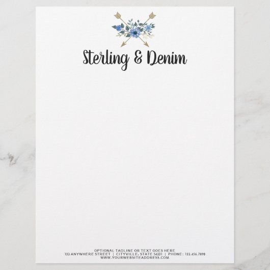 Boutique Bohemischer Wasserfarben-Blumenpfeile Briefbogen (Vorderseite)