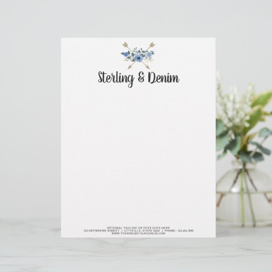 Boutique Bohemischer Wasserfarben-Blumenpfeile Briefbogen (Stehend Vorderseite)