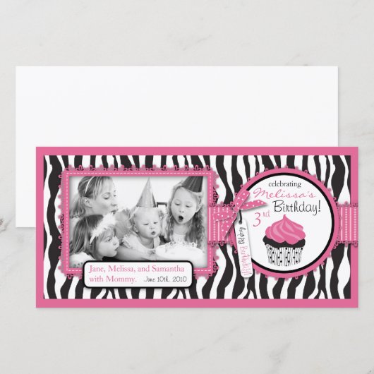 Boutique Chic Cupcake Fotokarte (Vorne/Hinten)