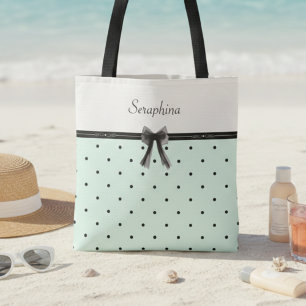 Boutique Chic Hellgrün Punkte Monogramm Tasche