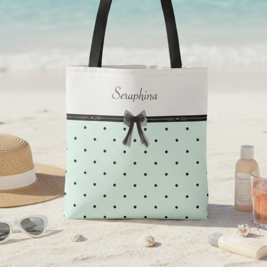 Boutique Chic Hellgrün Punkte Monogramm Tasche