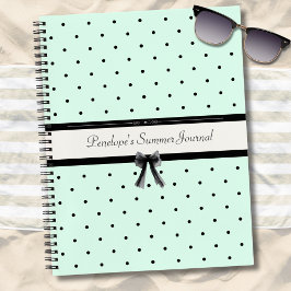 Boutique Chic Mint Green Polka Dot Monogram Diary Notizblock