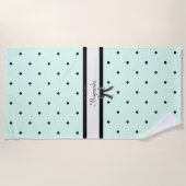 Boutique Chic Mint Green Polka Dot Monogram Strandtuch (Vorderseite)