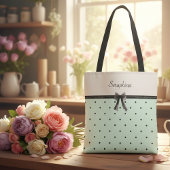 Boutique Chic Mint Green Polka Dot Monogram Tasche