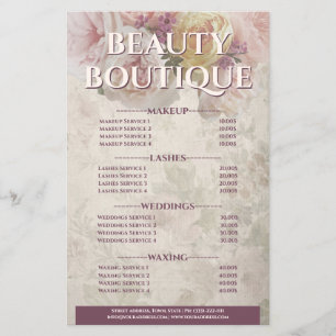Boutique Creme Blume Preisliste Flyer