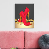 Boutique der High Heel Shoes aus schwarzem und rot Leinwanddruck (Insitu (Wohnzimmer))