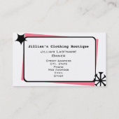 Boutique des Bekleidungslagers - Zebra- und rosa K Visitenkarte (Rückseite)