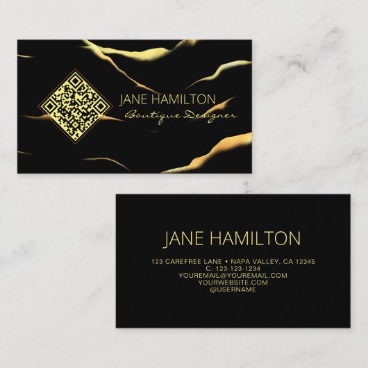 Boutique Einfache schwarze Marmorkarte Visitenkarte (Vorne/Hinten)