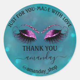 Boutique Eyelash Shop Aquamarin Violet Berry Runder Aufkleber