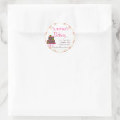 Boutique für Backwaren, Pink Polka Dot Runder Aufkleber (Tasche)