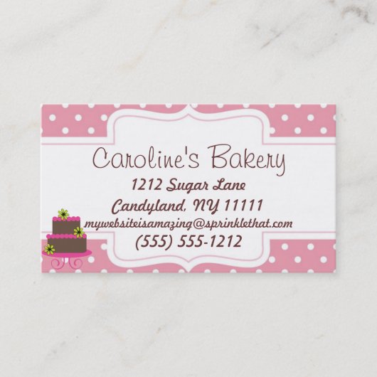 Boutique für Backwaren, Pink Polka Dot Visitenkarte (Vorderseite)