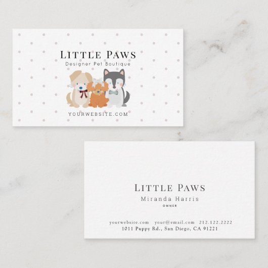 Boutique für Heimtiere Kleidung Visitenkarte (Vorne/Hinten)