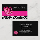 Boutique Giraffe Print Girly Pink Pumps Visitenkarte (Vorne/Hinten)