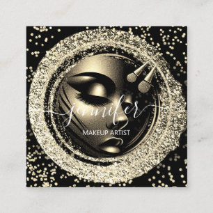 Boutique Glitzer Effekt Rahmen Makeup Künstlerlogo Quadratische Visitenkarte