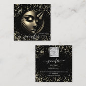 Boutique Glitzer Rahmen Makeup Künstlerlogo Schwar Quadratische Visitenkarte (Vorne/Hinten)