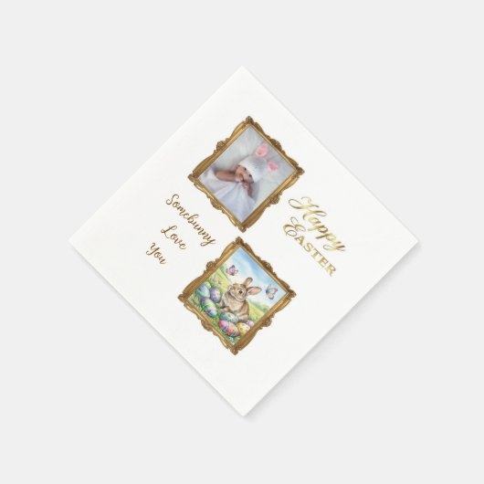 Boutique Gold Frame Photo Keepsake Easter Serviette (Ecke)